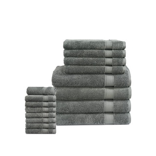 Luxury Grey Cotton Bath Towel Set - Highly Absorbent Bath, Hand and ...