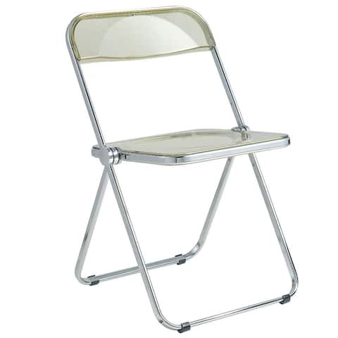 LeisureMod Lawrence Acrylic Folding Chair With Metal Frame - 30"