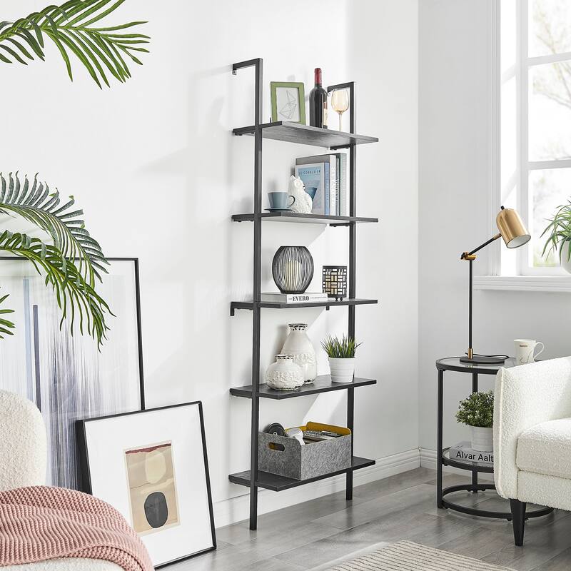 Danya B. Everett 5-Tier Open Display Stand Wall Mount Modern Metal Frame Ladder Shelf