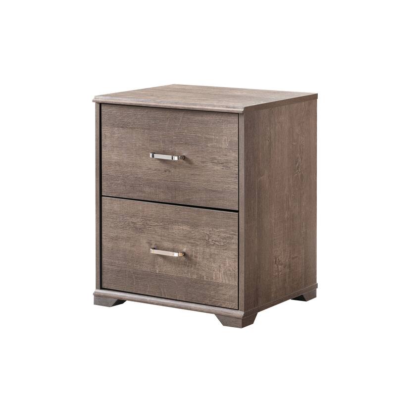 DH BASIC Transitional 2-Drawer Nightstand with Bar Pulls by Denhour - Walnut