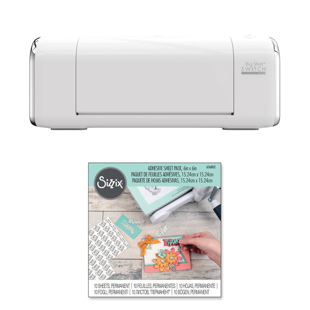 Sizzix Big Shot Switch Plus Starter Kit (White) with Adhesive Sheets