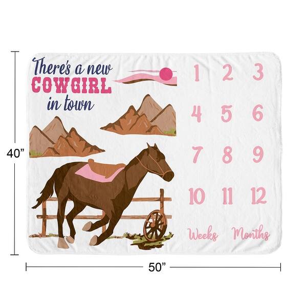 Sweet Jojo Designs Western Cowgirl Girl Baby Monthly Milestone Blanket Wild West Vintage Country Animal Southwest Pink Blue Tan