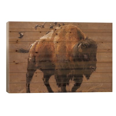 Buffalo Express Print On Wood by Mark McKenna - Multi-Color