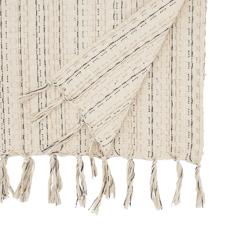 Tassel Trimmed Stripe Table Runner - 16"x72"