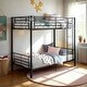 preview thumbnail 1 of 8, Walker Edison Abner Black Metal Twin over Twin Bunk Bed Black