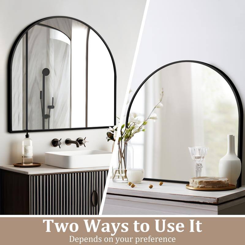 Arch Bathroom Wall Mirror Large Metal Frame Wall Mounted Mirror for Bedroom Living Room Dresser Entryway Decor