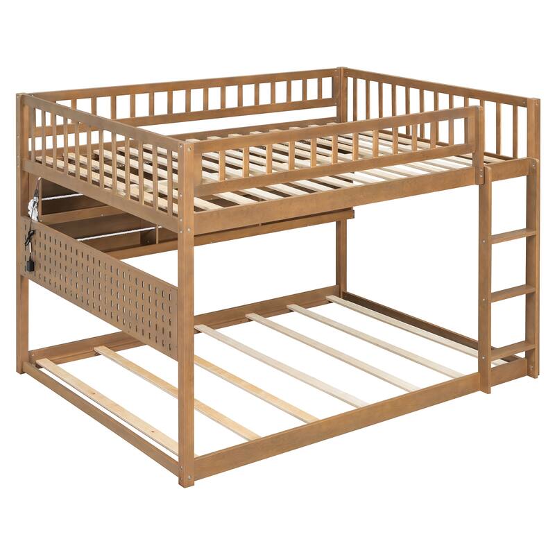 Convertible Bunk Bed with LED Storage Wall & Pegboard by Harper&Bright Designs