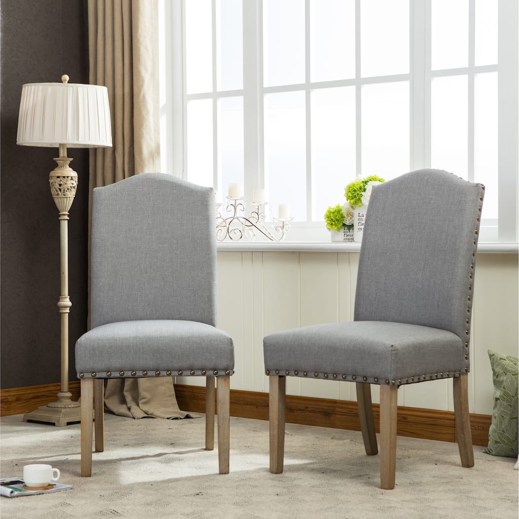Mod Urban Solid Wood Nailhead Fabric Padded Dining Chair (Set of 2)