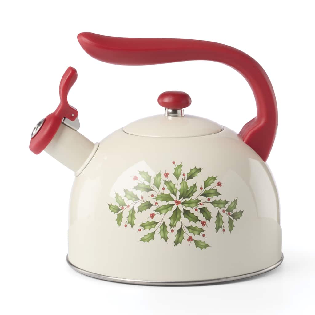 Lenox Holiday Metal Tea Kettle, Christmas