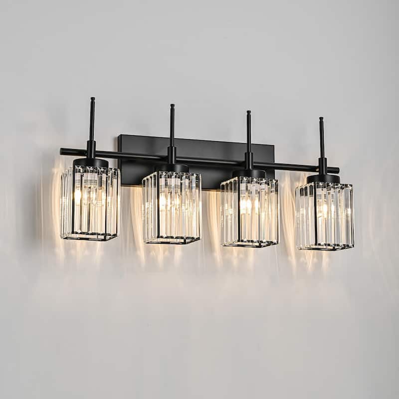 Modern Black 1/2/3/4/5-Light Bathroom Crystal Vanity Light Wall Sconces