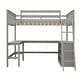 preview thumbnail 3 of 55, Full Size Wooden Loft Bed with Desk and Shelves, Space-Saving Design