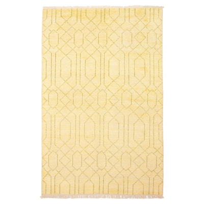 ECARPETGALLERY Hand-knotted Tangier Gold Wool Rug - 5'0 x 7'11