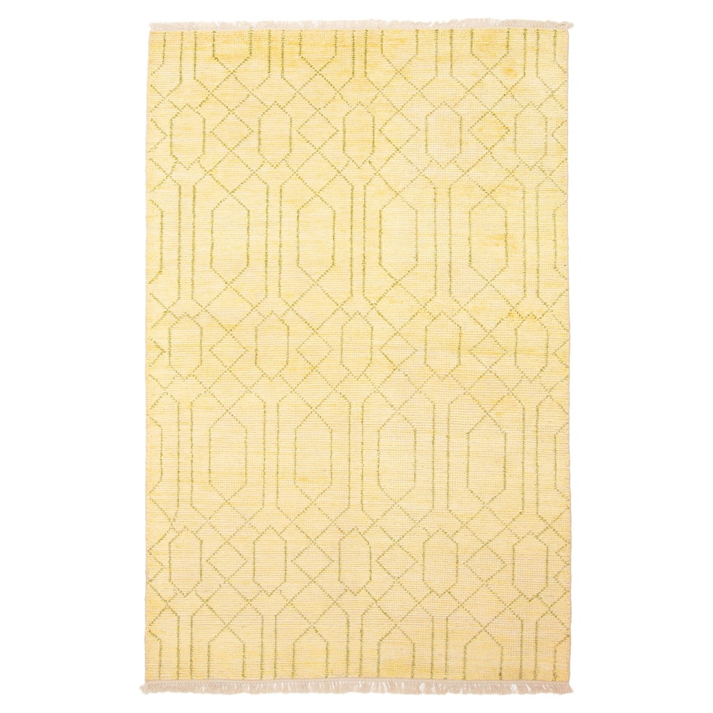 ECARPETGALLERY Hand-knotted Tangier Gold Wool Rug - 5'0 x 7'11