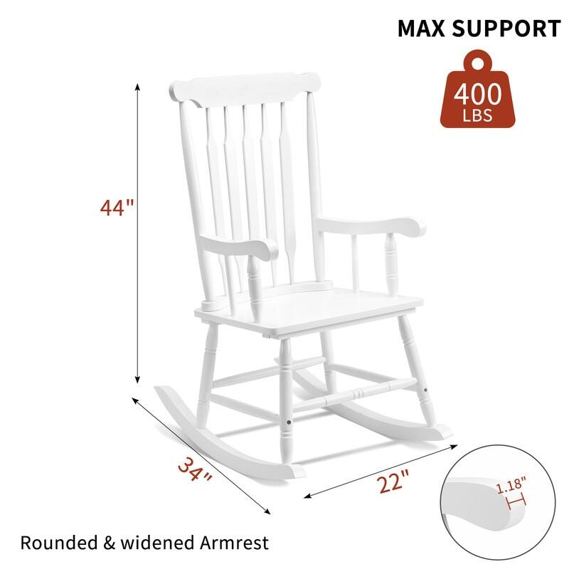 Solid Wood Patio Rocking Chair - 22.8 x 34.3 x 44.1 inch