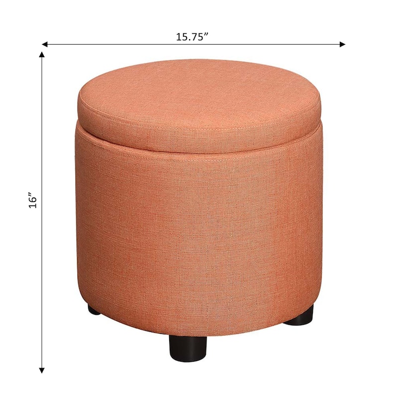 Convenience Concepts Designs4Comfort Round Accent Storage Ottoman with Reversible Tray Lid