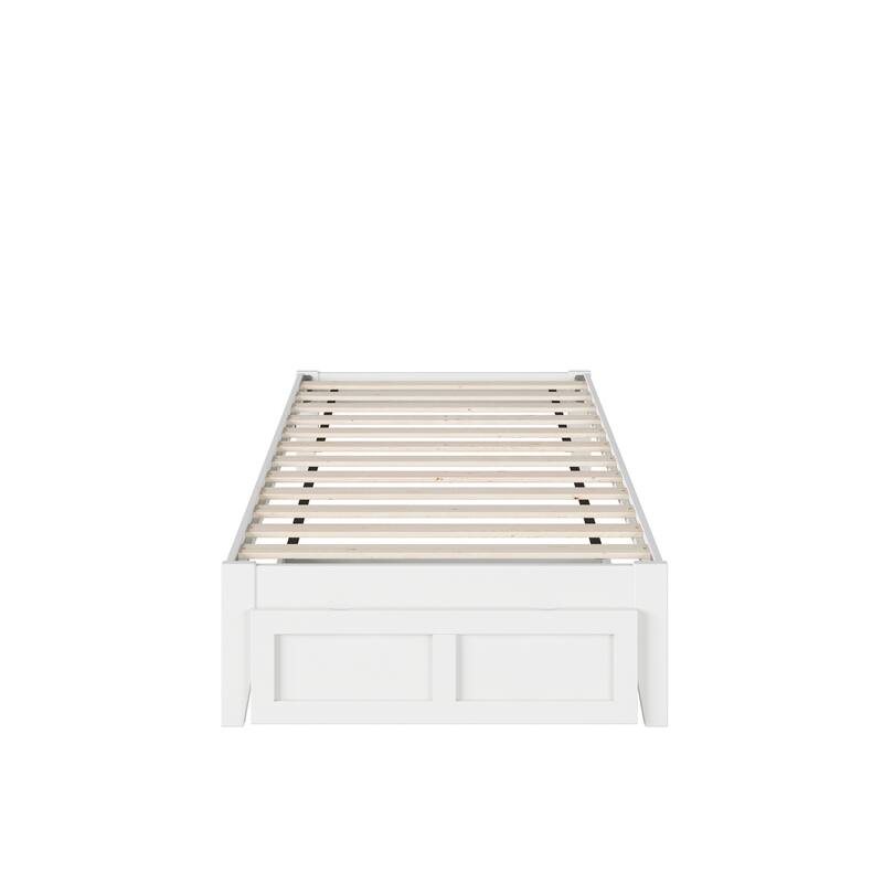 Twin Bed with Storage & USB - Southwestern Style Grey Bedroom Furniture, Slat Kit Included