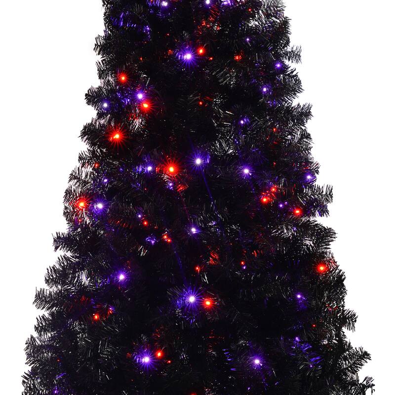 Pre-Lit Curved Artificial Tree - Whimsical Shape, LED Lights, Black Finish