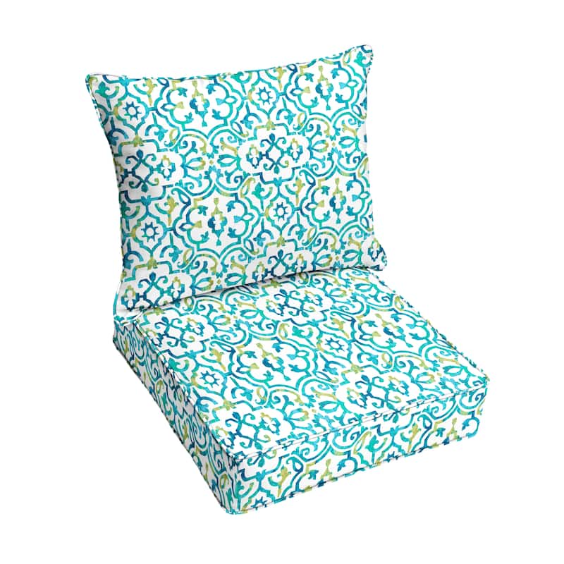 Blue Corded Indoor/ Outdoor Deep Seating Pillow and Cushion Set