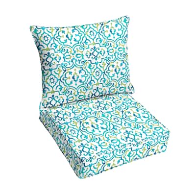 Blue Corded Indoor/ Outdoor Deep Seating Pillow and Cushion Set
