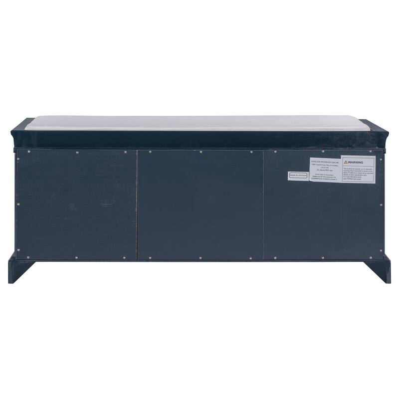 Solid Wood Entryway Storage Bench w/ 2 Drawers, 2 Cabinets, Velvet Cushion