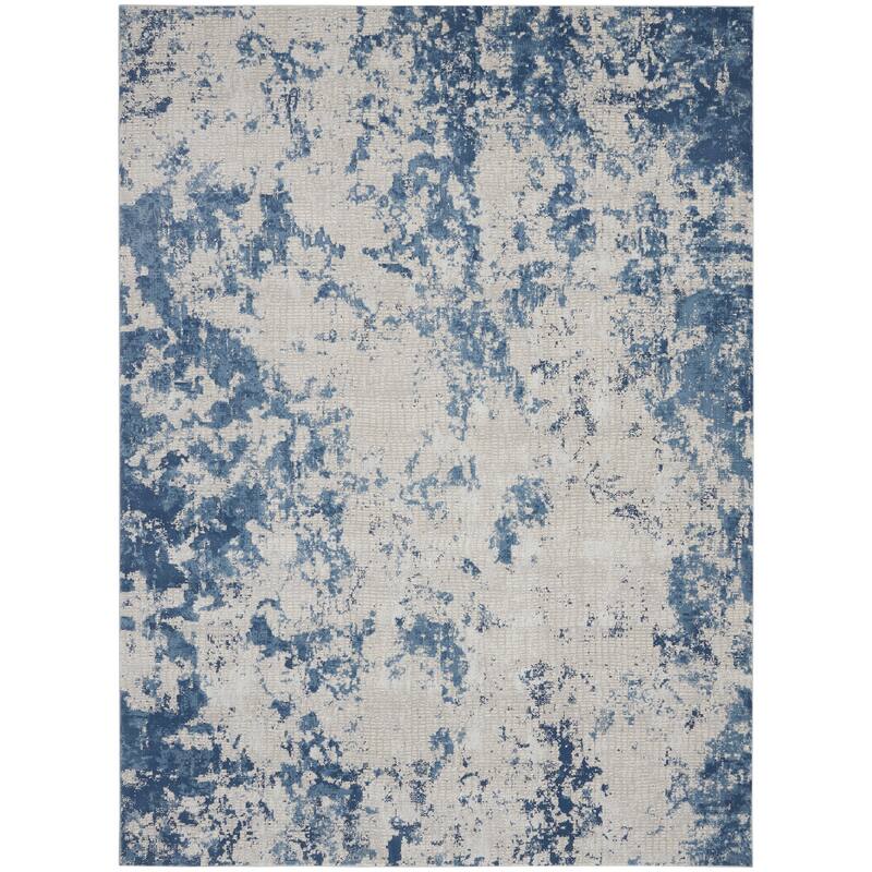 Nourison Rustic Textures Abstract Modern Blue Grey Area Rug