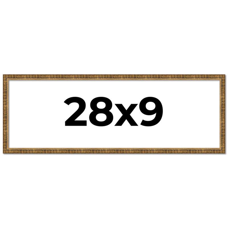 28x9 Frame Gold Solid Wood Picture Frame - Complete Modern Photo Frame