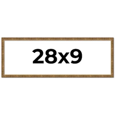 28x9 Frame Gold Solid Wood Picture Frame - Complete Modern Photo Frame