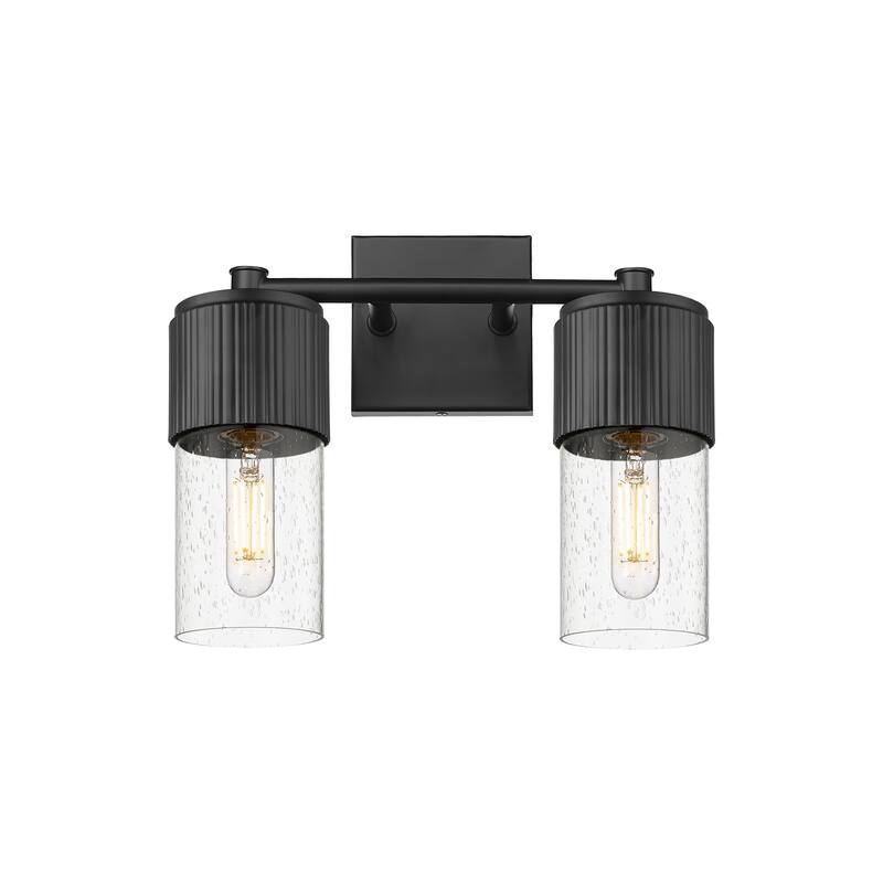 Innovations Lighting 428-2W-10-14 Bolivar Vanity Bolivar 2 Light 14" - Matte Black / Seedy