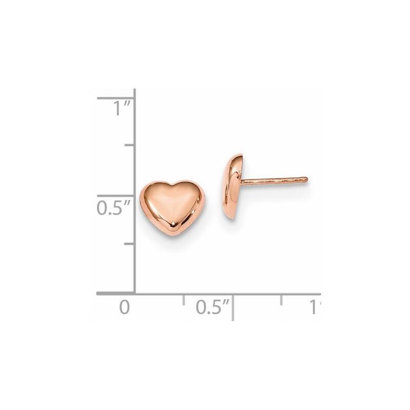 Curata 14k Rose Gold Polished Love Heart Post Earrings 7.85x8.6mm