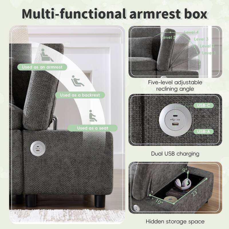 Modular Sectional Pull-Out Sofa, L Shape With Wide Seats, Free Movement Storage Ottoman, Free Combination,Chenille Sofa