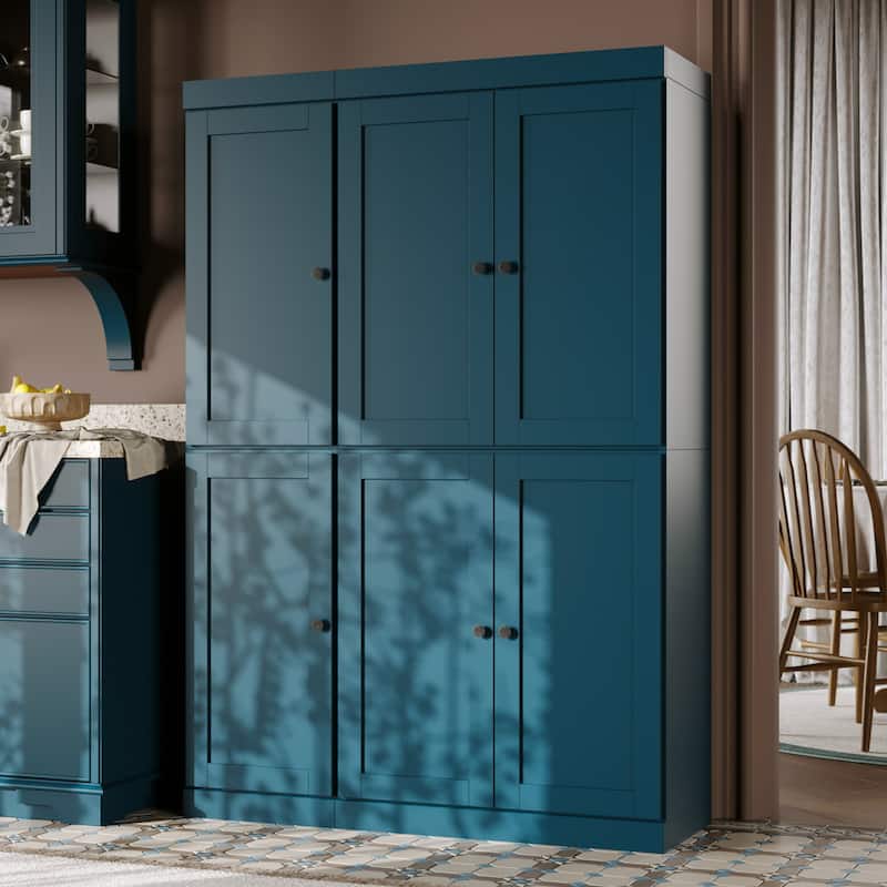 Palace Imports 100% Solid Wood 48.5" Pantry Cabinet with Shaker Doors, 2-Drawers and Adjustable Shelves