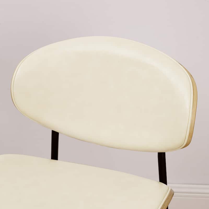 Art Leon Set of 4 Mid-century Wood and Faux Leather Dining Chairs