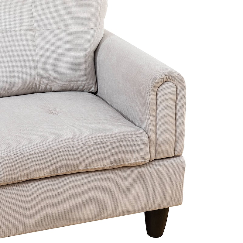 Grey White Corduroy 3-Piece Living Room Sofa Set