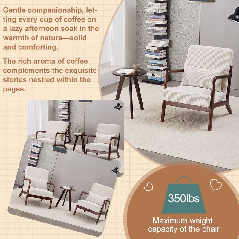 Mid-Century Modern Accent Chair & Coffee Table Set, Vintage Luxury Style, Leisure Chair & coffee table