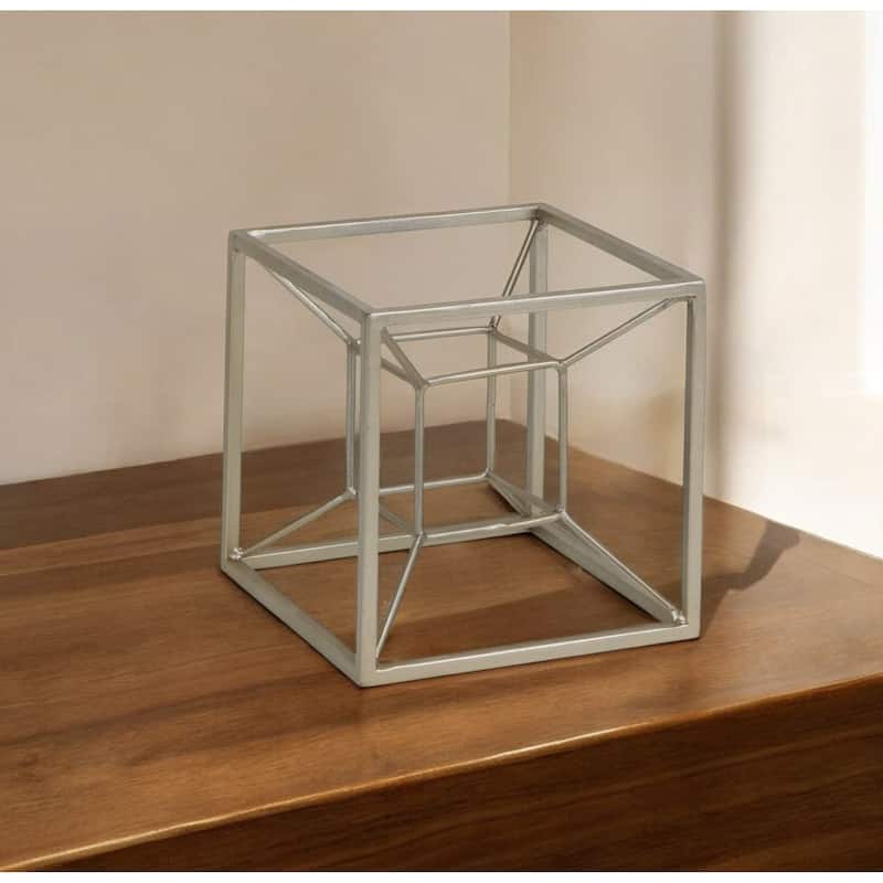 HomeRoots 6" Champagne Metal Hand Painted Decorative Box Tabletop Sculpture - 6' X '6' X '6 - 6' X '6' X '6