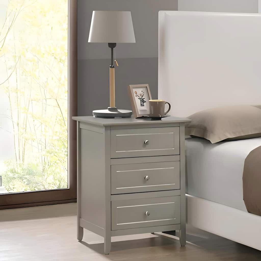 Modern Silver Champagne Nightstand with Compact Design and Sturdy Build