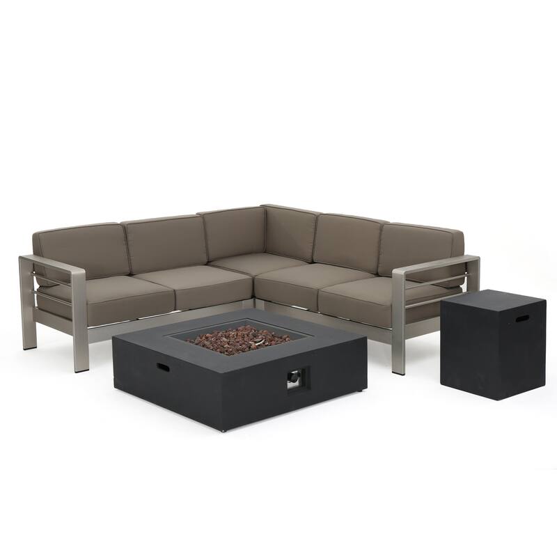 Cape Coral Outdoor 5-piece Sofa Set with Fire Pit by Christopher Knight Home