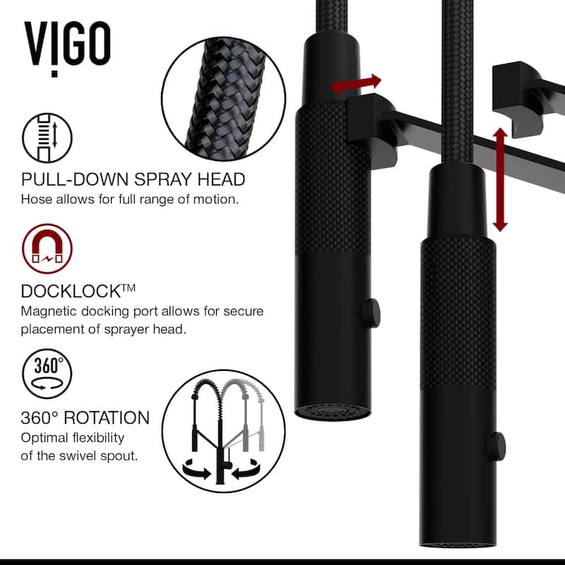 VIGO Livingston 24" H Single Handle Pull-Down Sprayer Kitchen Faucet