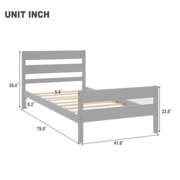 Twin Bed with Headboard, Crafted from High Quality Solid Pine Wood