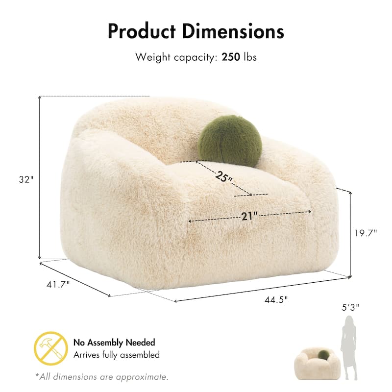 Furniture of America Cynra Modern 45-inch Faux Fur Swivel Arm Chair with Ball Pillow