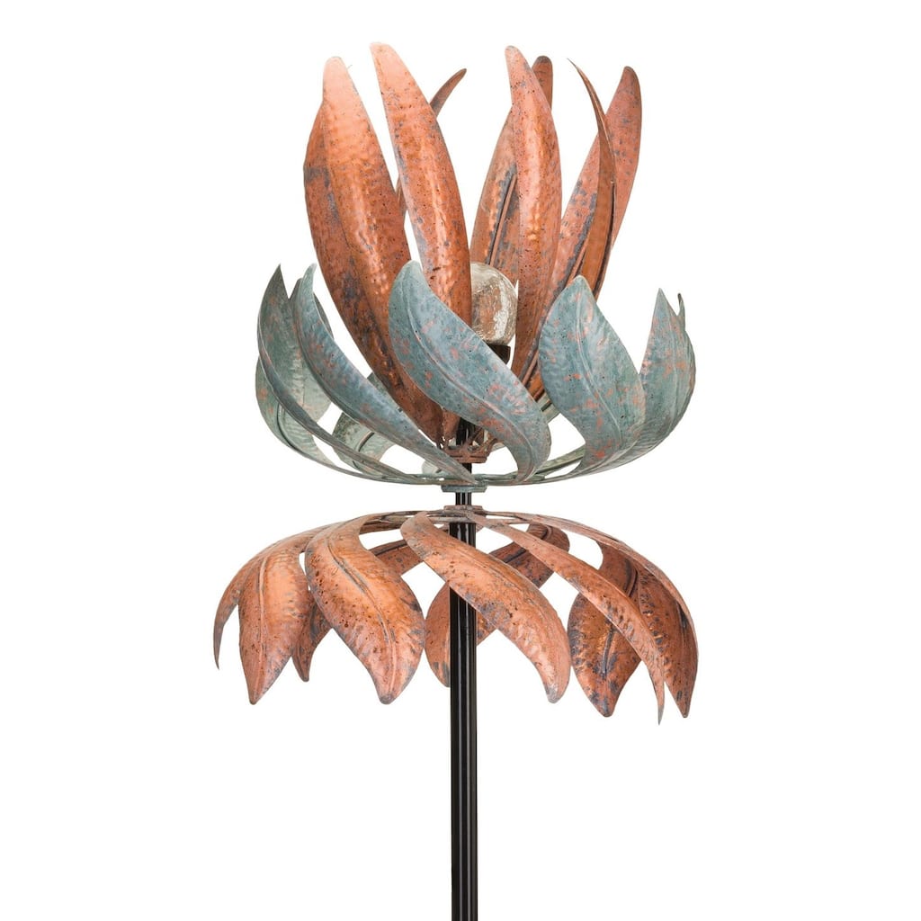 Solar Vertical Wind Spinner - Flying Lotus - 15"x15"x76"