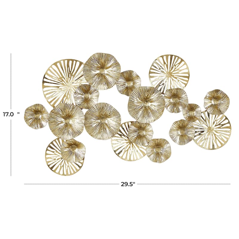 Pondera Flowers 29.5 Inches Wide Modern Gold Metal Wall Art - N/A