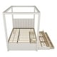 preview thumbnail 32 of 33, Upholstery Canopy Platform Bed with Trundle and Three Storage Drawers