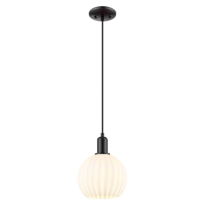Innovations Lighting Endless Possibilities Arcadia - White Venetian - 1 Light 8" Cord Hung Mini Pendant - Matte Black