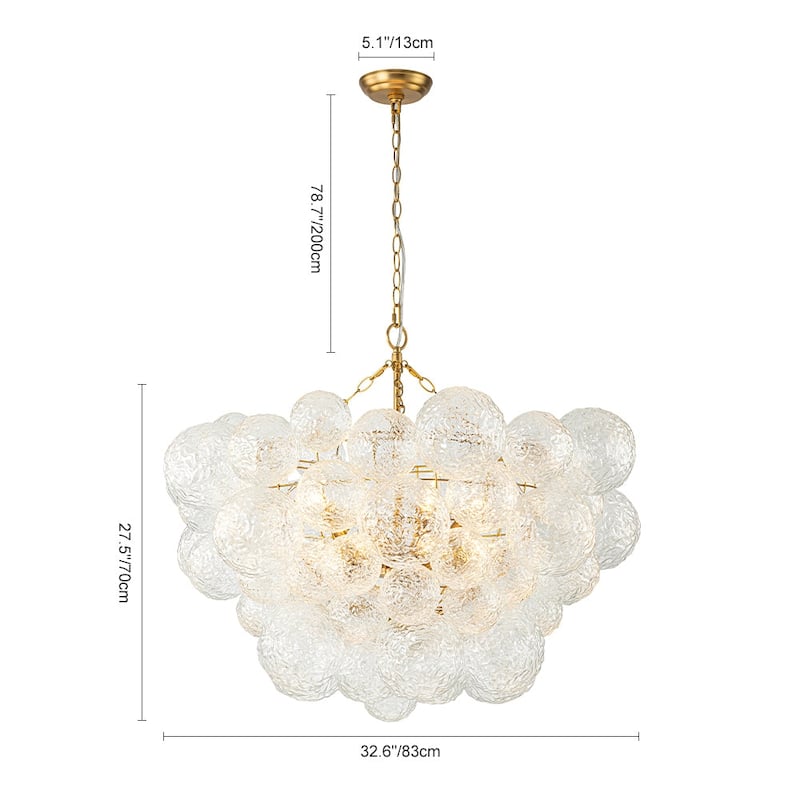 Modern Luxury Water Textured Cluster Glass Globe Bubble Chandelier