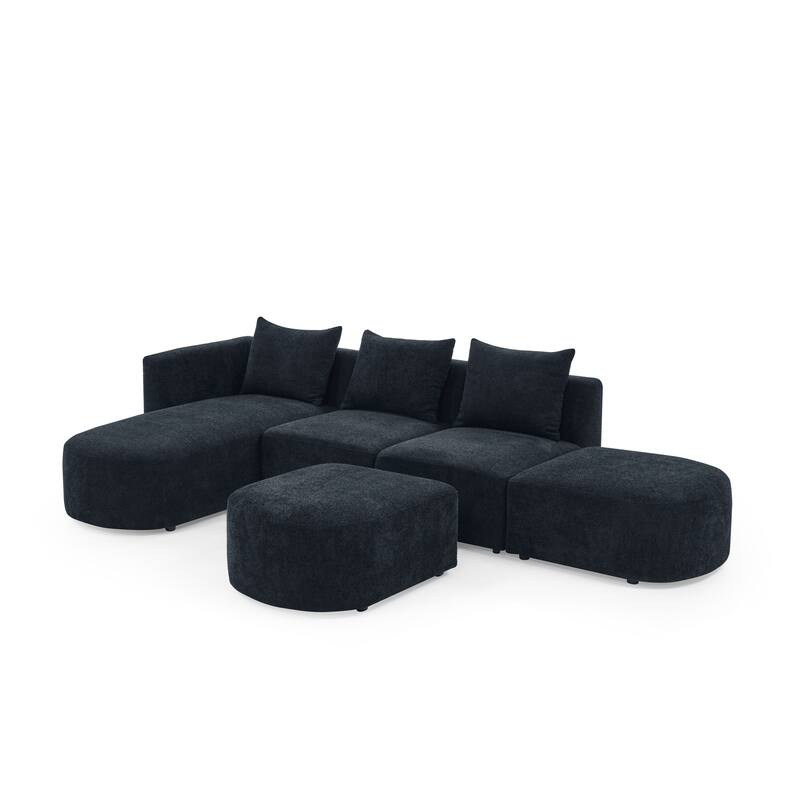L Shape Modular Sectional Sofa, DIY Combination Living Room Loop Yarn