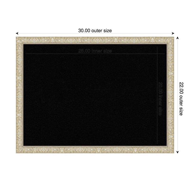 Lila Silver Wood Framed Cork Board - Bulletin Board, Organization Board, Pin Board - Black - 30 x 22 in