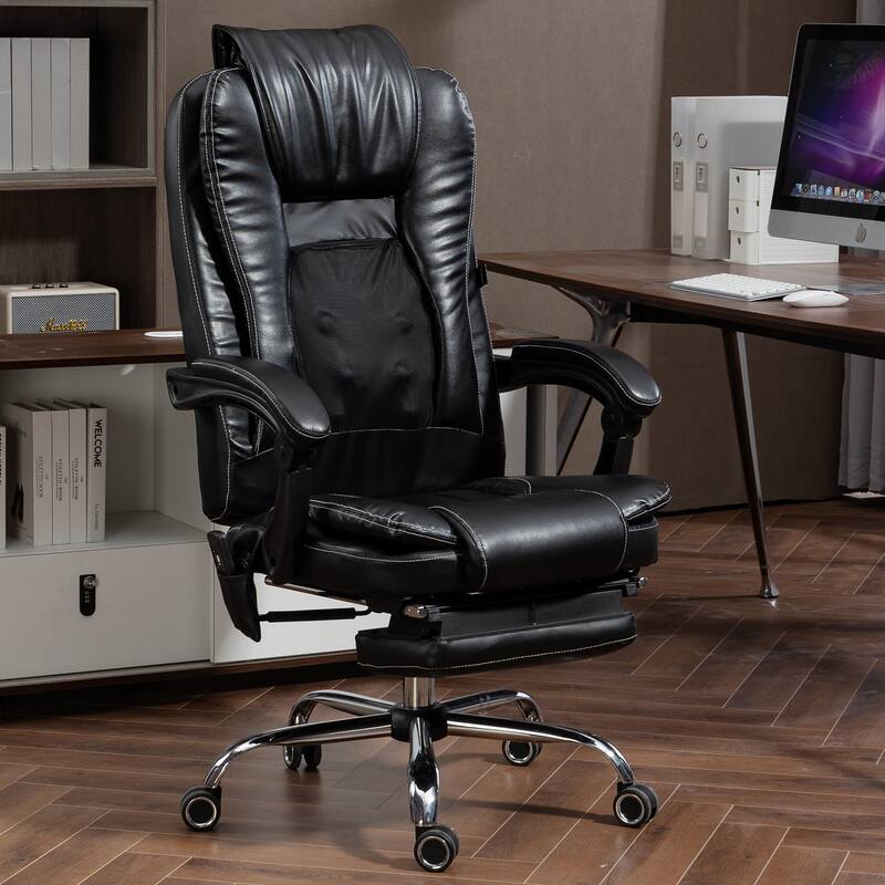 Stylish Office Chair Modern Massage Office Chair with 4 Modes, Tilt Heating and Footrest, for Office