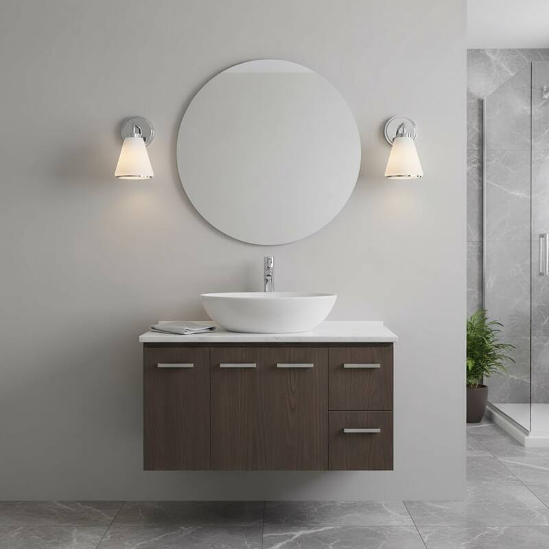 Artcraft Zoey - 1-Light Wall Sconce - Polished Nickel Finish - Glossy White Glass Shade