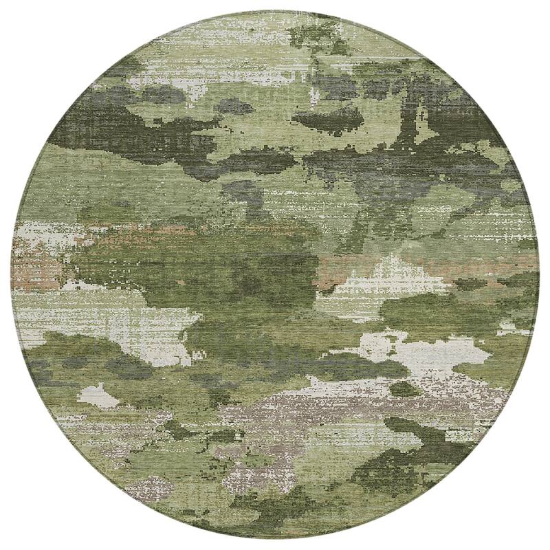 Machine Washable Indoor/ Outdoor Abstract Casual Chantille Rug